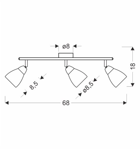 ESTELLO lampa sufitowa listwa chromowy 3x40W G9 klosz dymiony