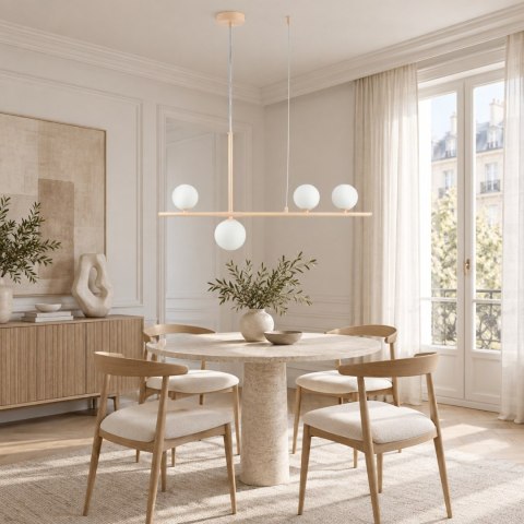 Lampa wisząca MODERNO 80 cm -kremowa z białymi kloszami