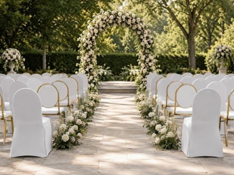 Zestaw 4 krzeseł bankietowych HESTIA + 4 pokrowce WEDING