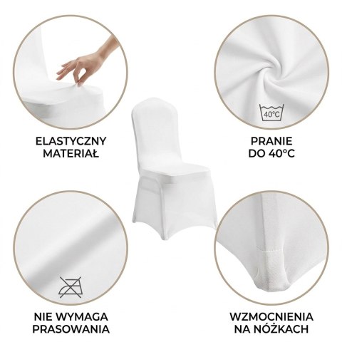 Zestaw 6 krzeseł bankietowych HEBE + 6 pokrowców WEDING
