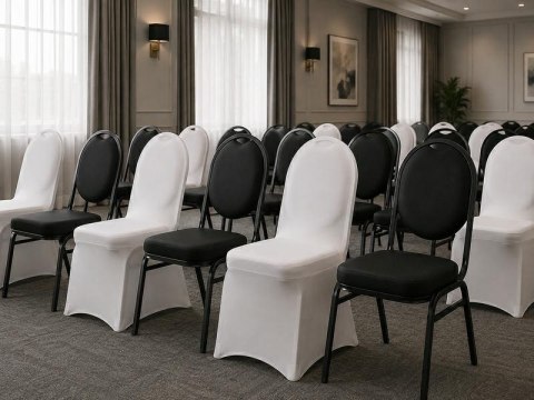 Zestaw 6 krzeseł bankietowych HEBE + 6 pokrowców WEDING