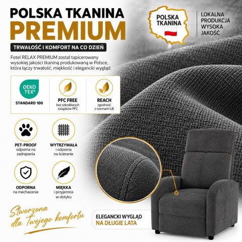 Fotel RELAX PREMIUM ciemny szary