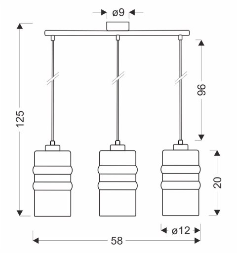 METZ lampa wisząca chromowy 3x40W E27 klosz dymiony lustrzany
