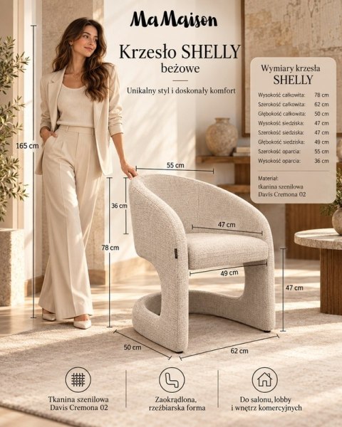MaMaison krzesło SHELLY beżowe