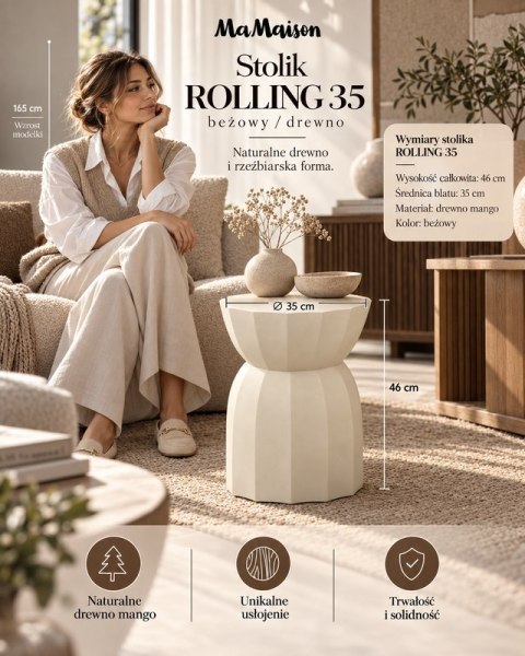 MaMaison stolik ROLLING beżowy / drewno