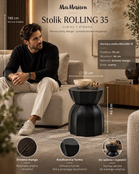 MaMaison stolik ROLLING czarny / drewno