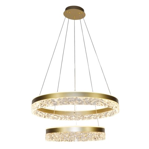 FROZI lampa wisząca podwójna złoty 38W LED 3000K kryształki bezbarwne