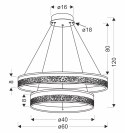 FROZI lampa wisząca podwójna złoty 38W LED 3000K kryształki bezbarwne