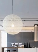 Lampa wisząca LUNA 80 biała - sznurek konopny