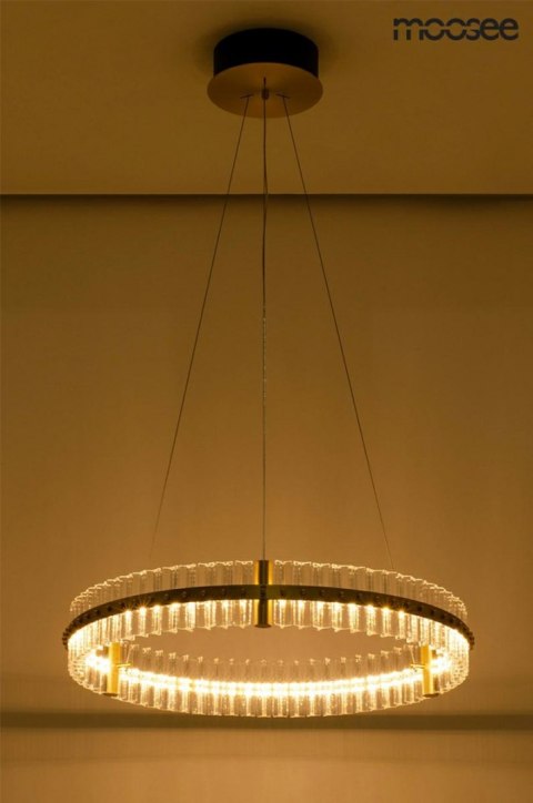 MOOSEE lampa wisząca SATURNUS 70 złota - LED, kryształ, stal szczotkowana
