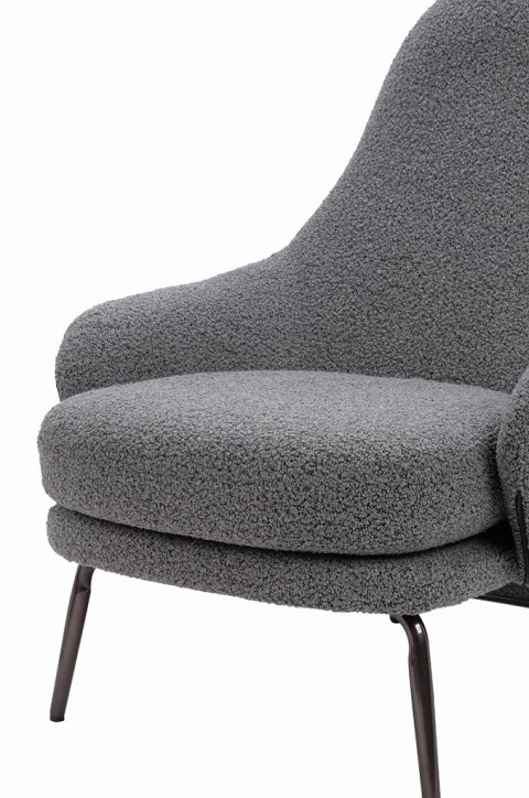 Fotel LOBBY TEDDY szary - stal, opal